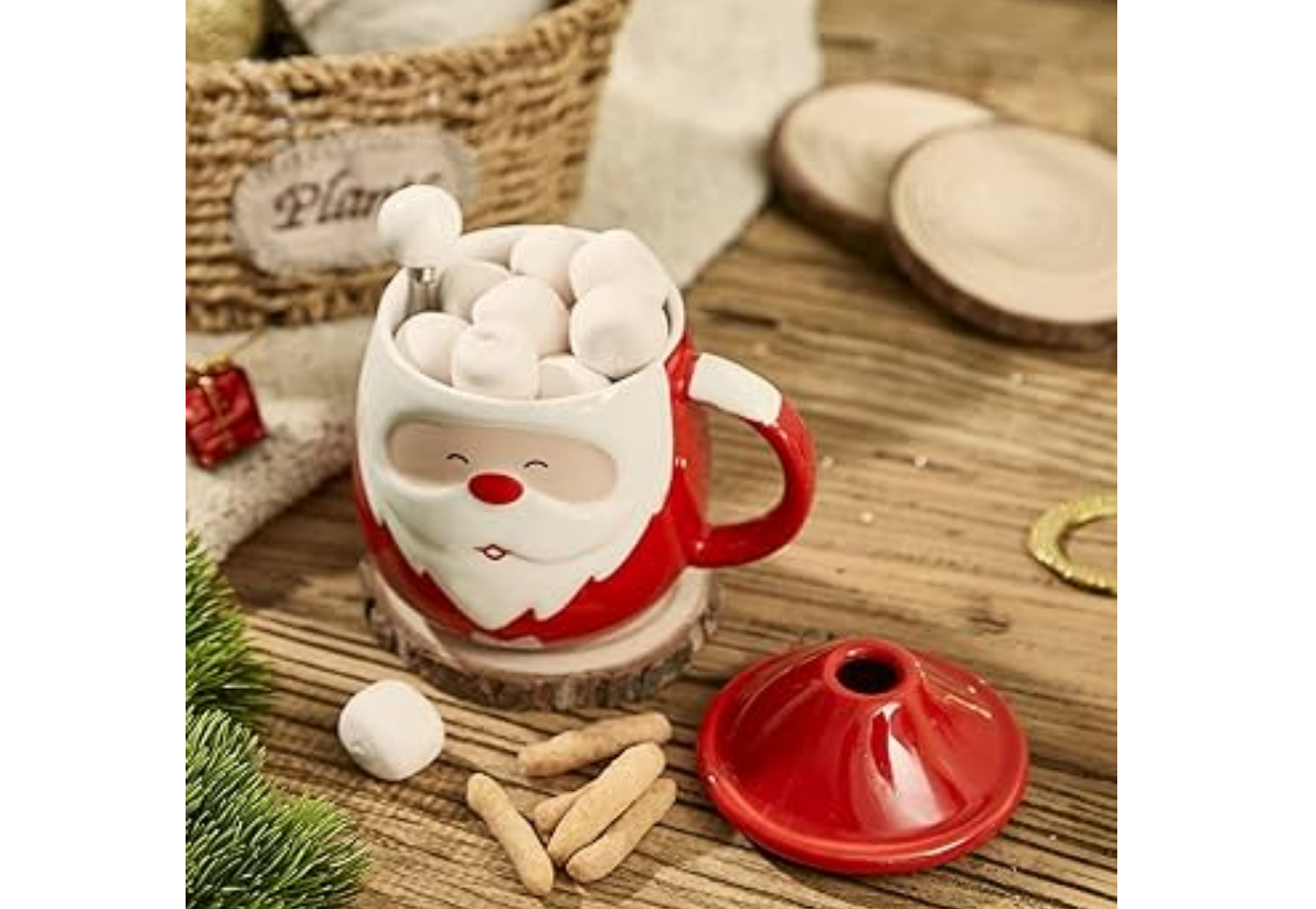 Santa mug with hot chocolate