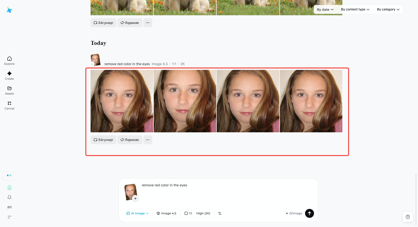 Selecting the appropriate image in Dreamina