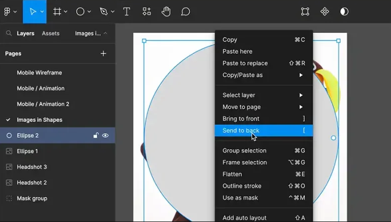 Send the shape layer to the back