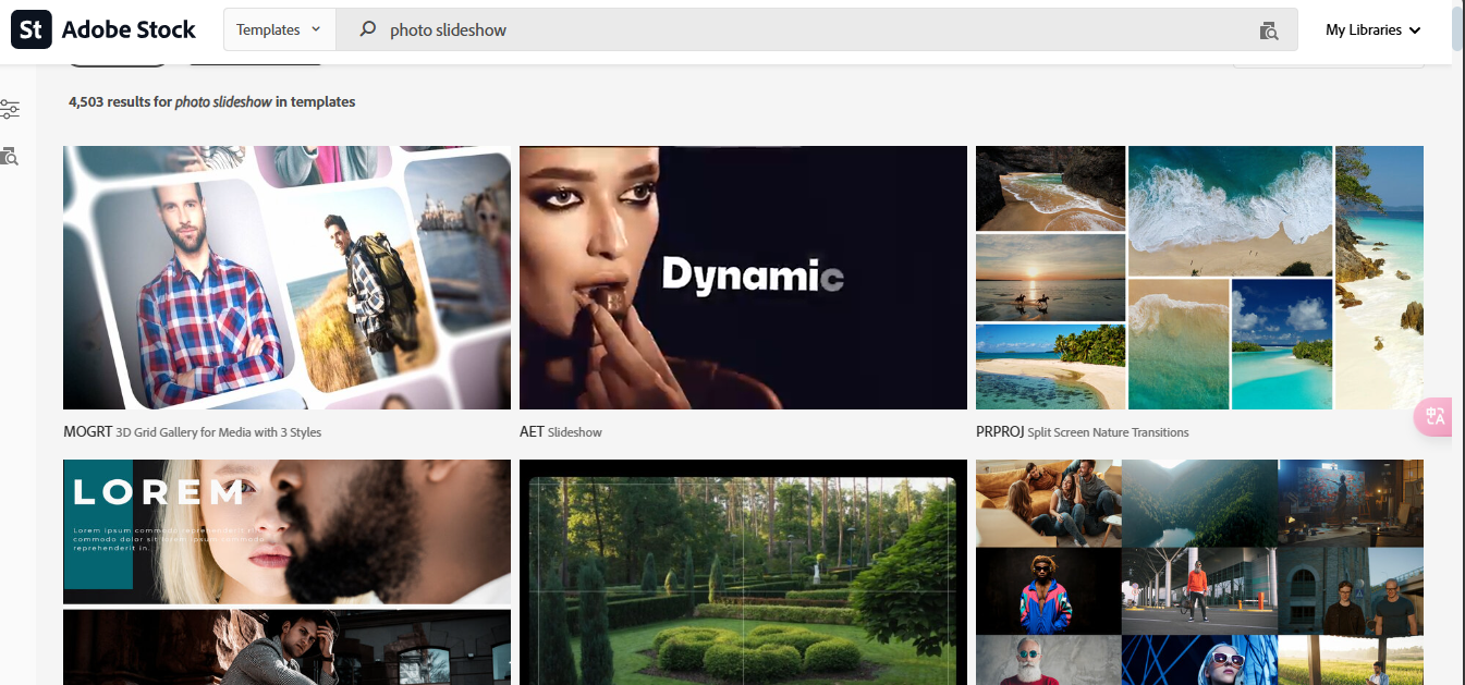 Adobe Stock slideshow templates