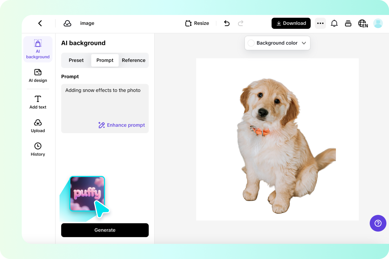 Step 2 UI: subject isolated with refine tools