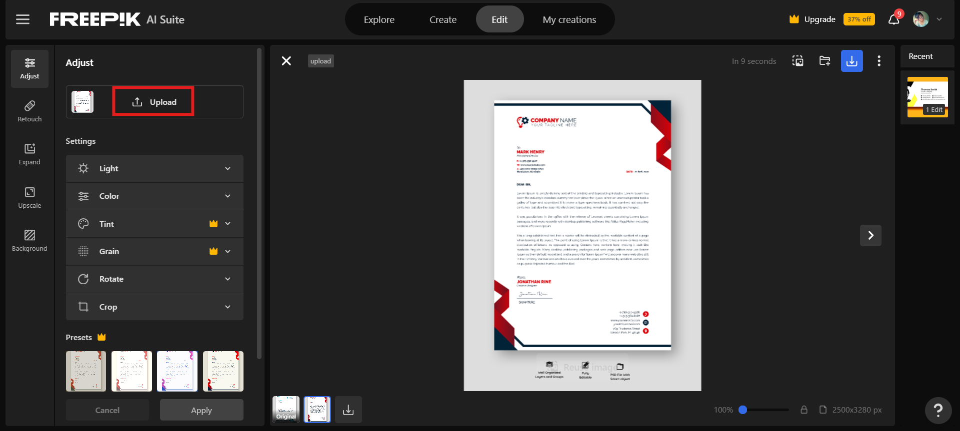 Choose the letterhead image