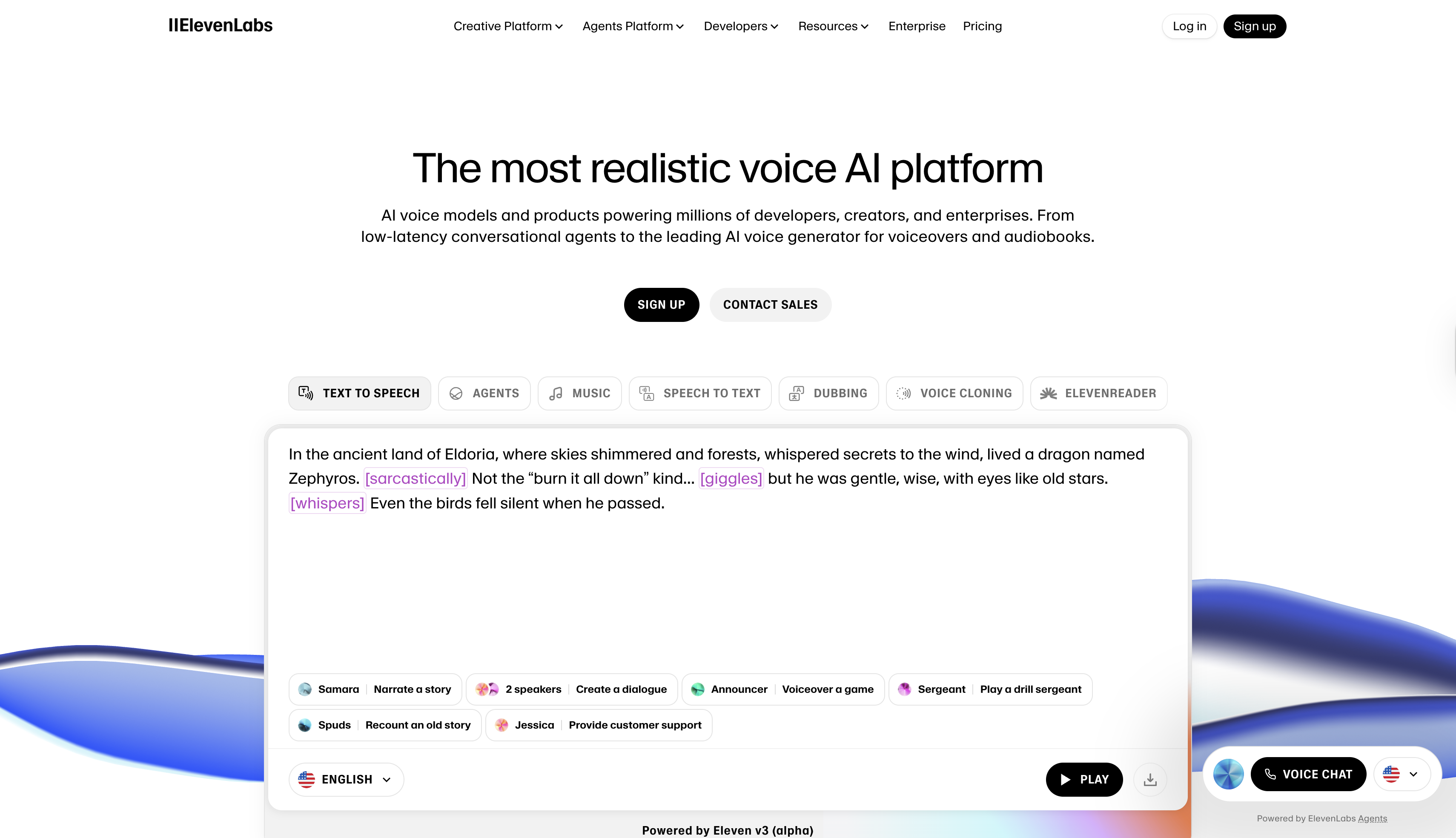ElevenLabs interface