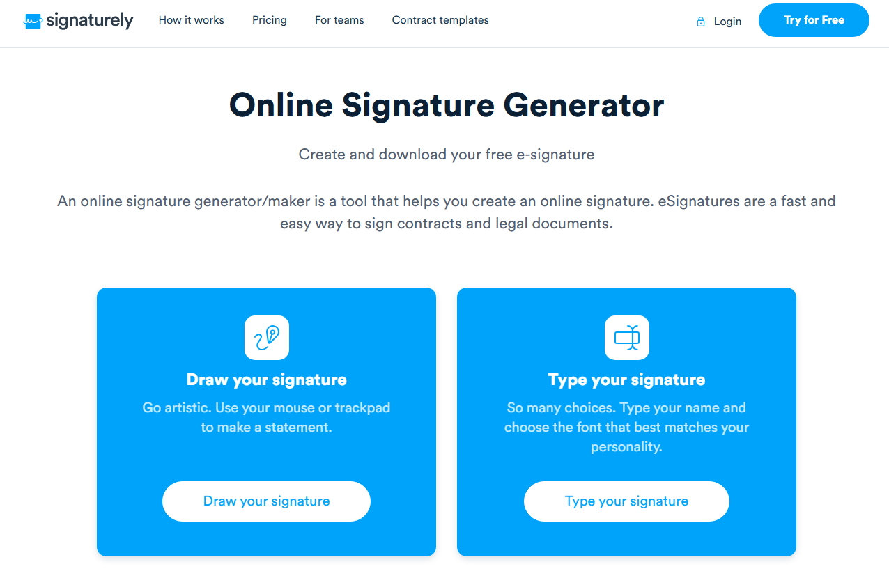 The Signaturely signature generator