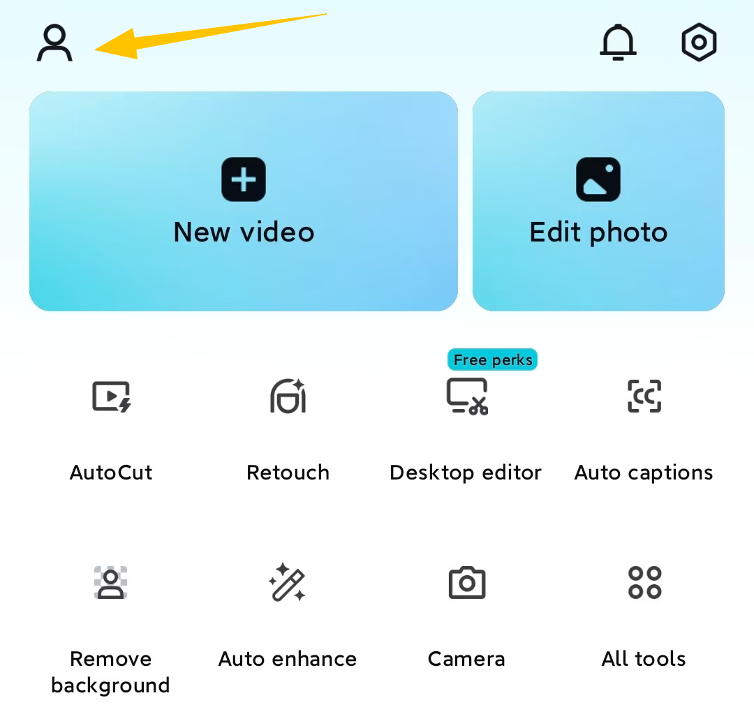 CapCut app personal page