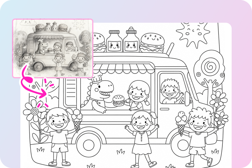 Convert sketches into coloring pages