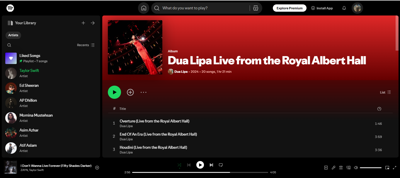 Dua Lipa by Dua Lipa – One of the most listened albums on Spotify