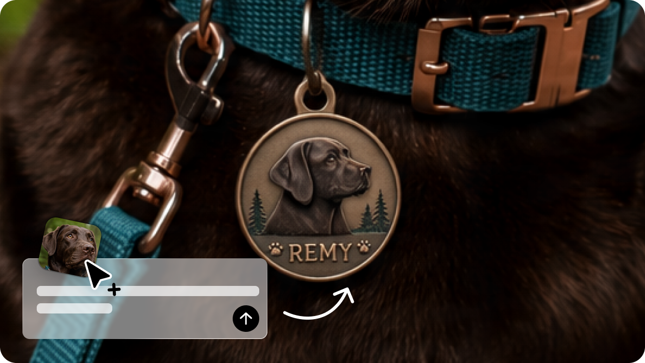 Turn your pet's photo into a personalized tag design
