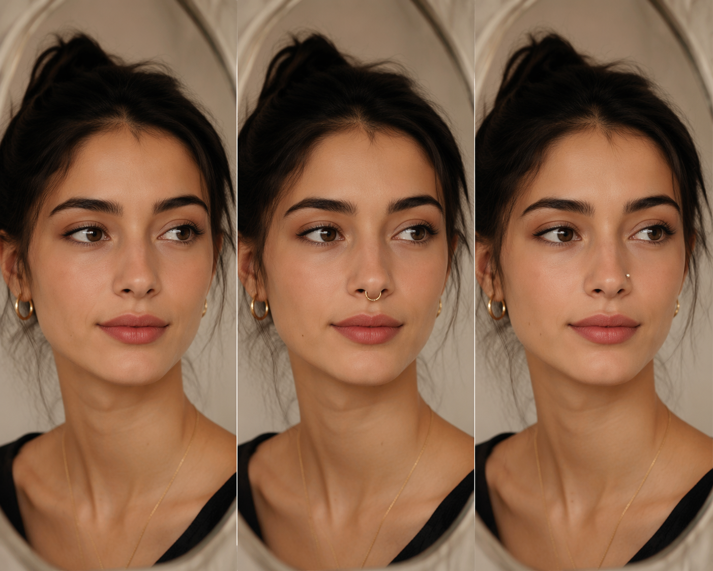 Dreamina virtuelles Piercing Versuch auf Prompt Beispiel 2: Minimal Facial Piercing Portrait