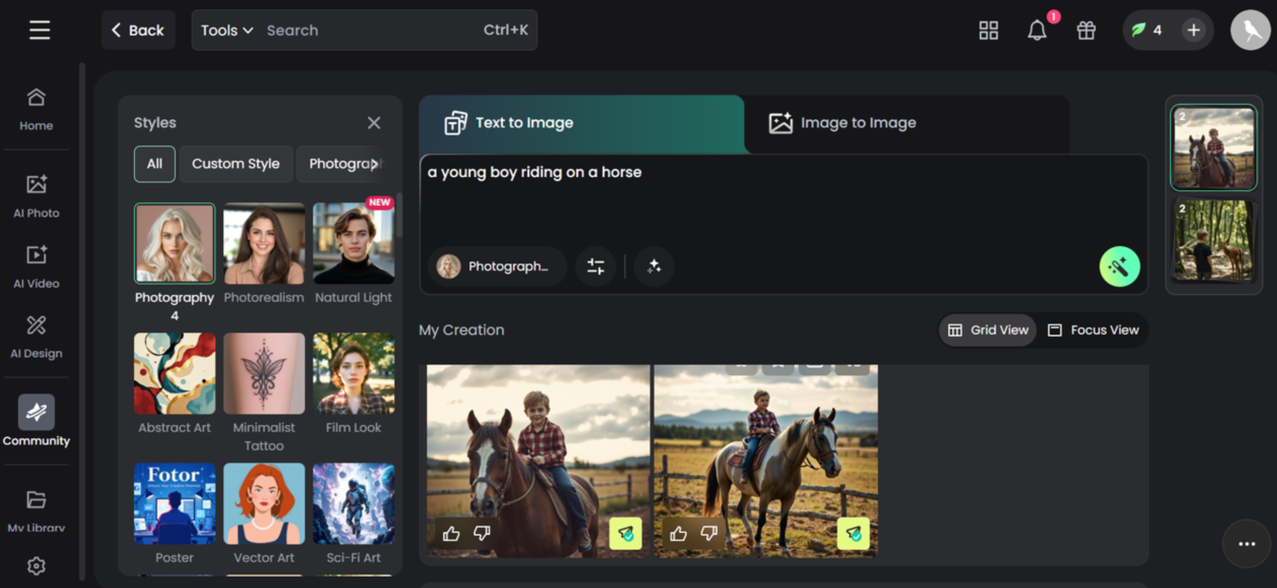 Fotor - יוצר דמויות אמנות AI חינמי