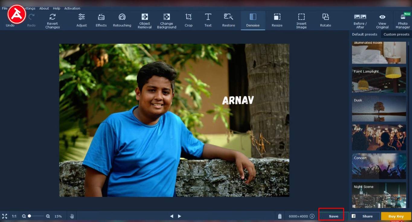 Save your image in Movavi