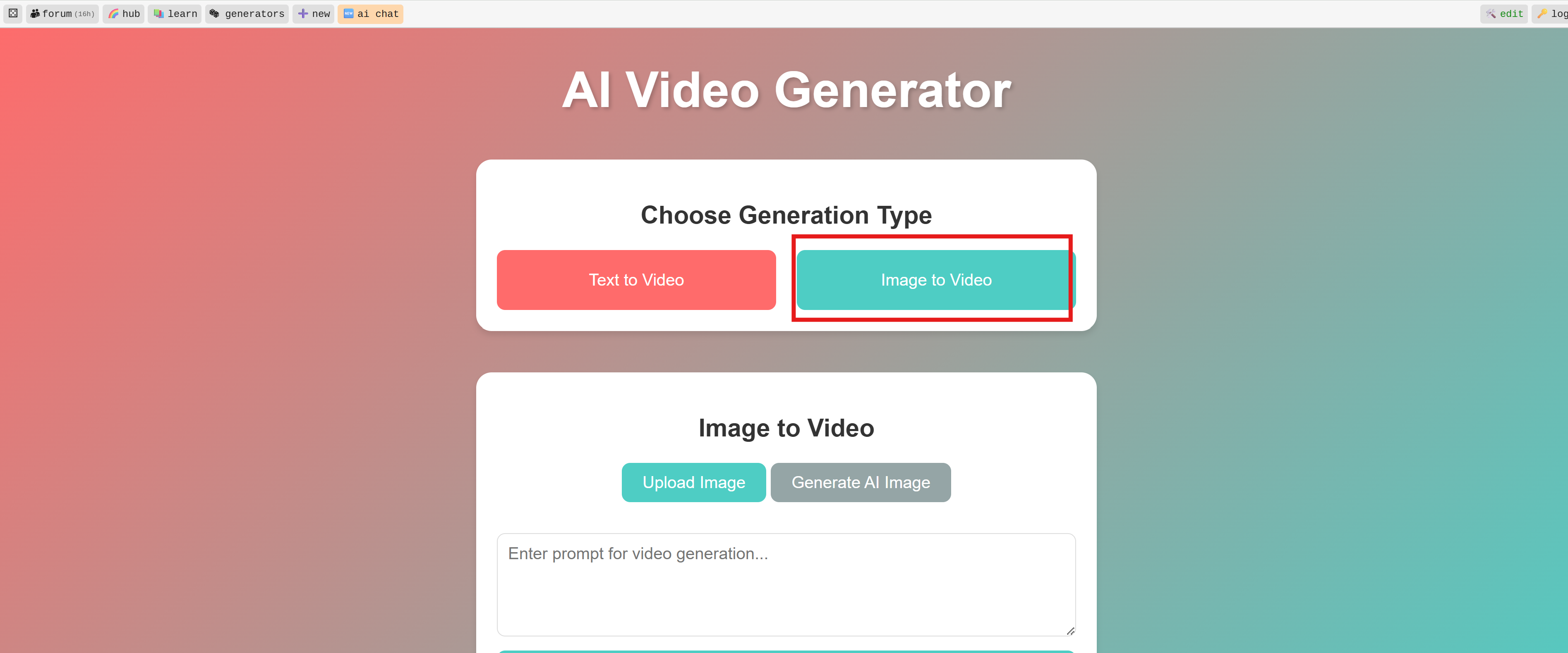 Select Image to video