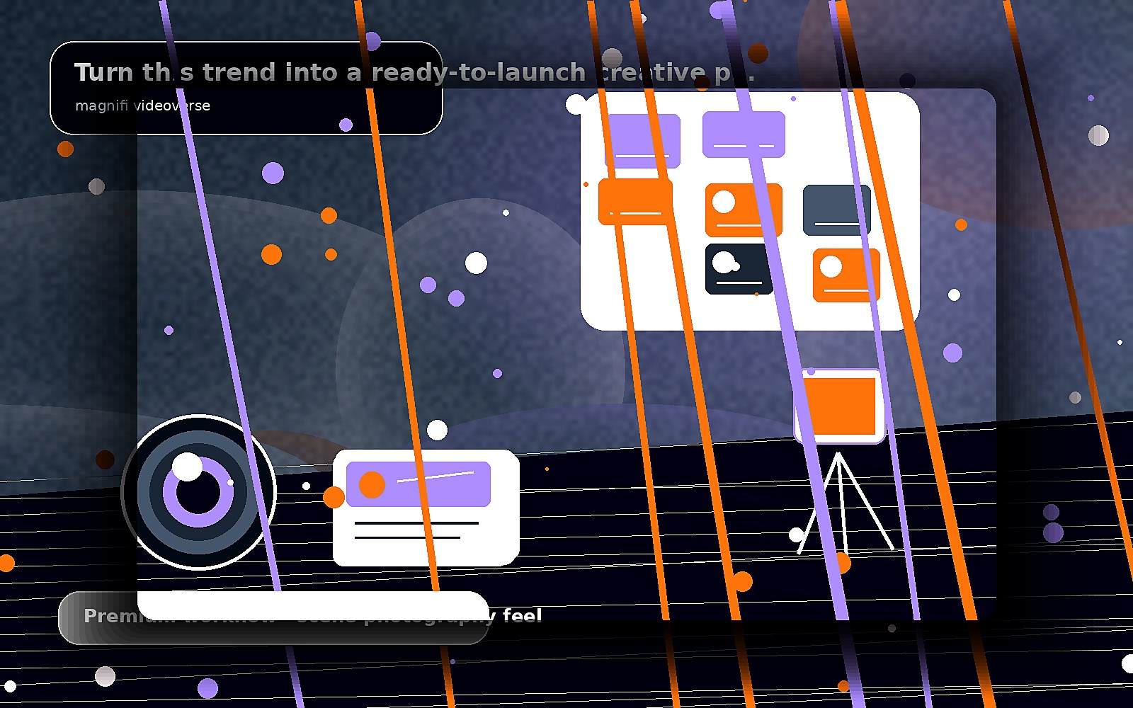 Turn this trend into a ready-to-launch creative plan — premium scene image for magnifi videoverse