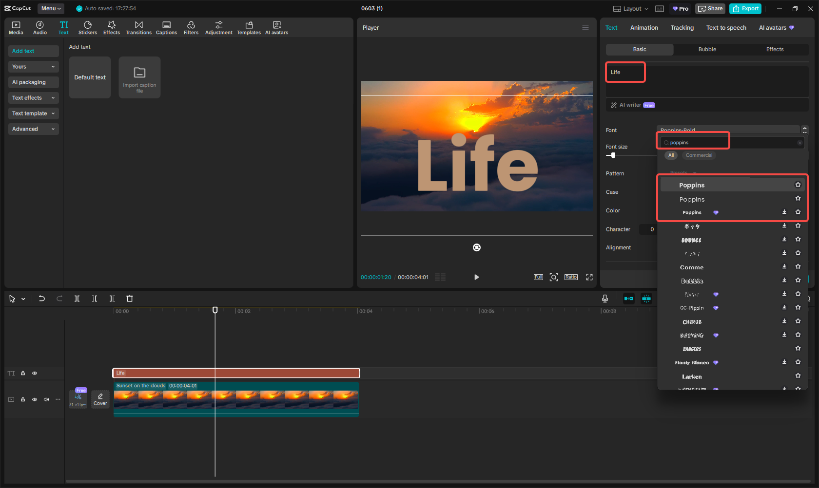 Adicionar e editar fonte Poppins