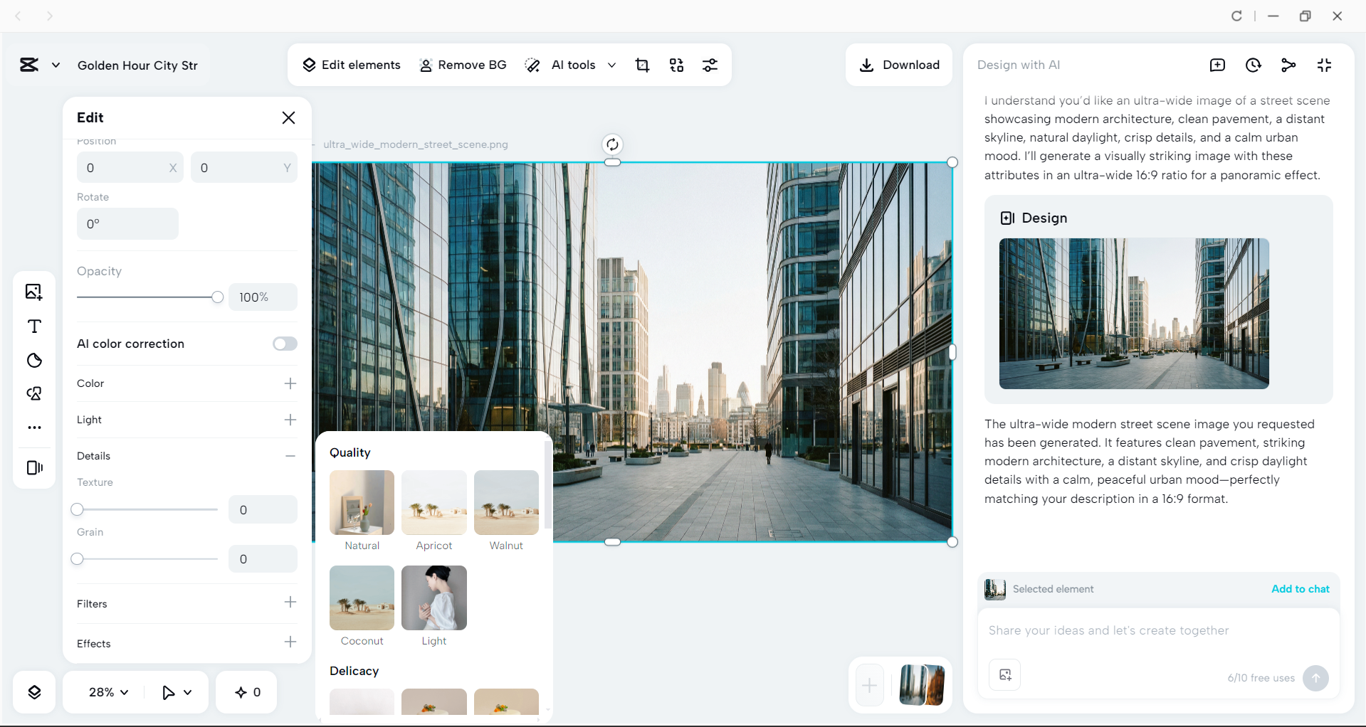 Interface of the CapCut desktop video editor - a user-friendly tool to edit wide angle images