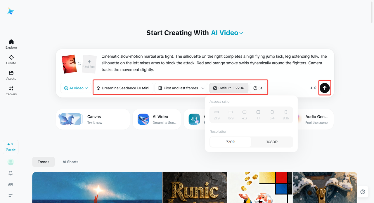 Membuat adegan pertempuran di Dreamina