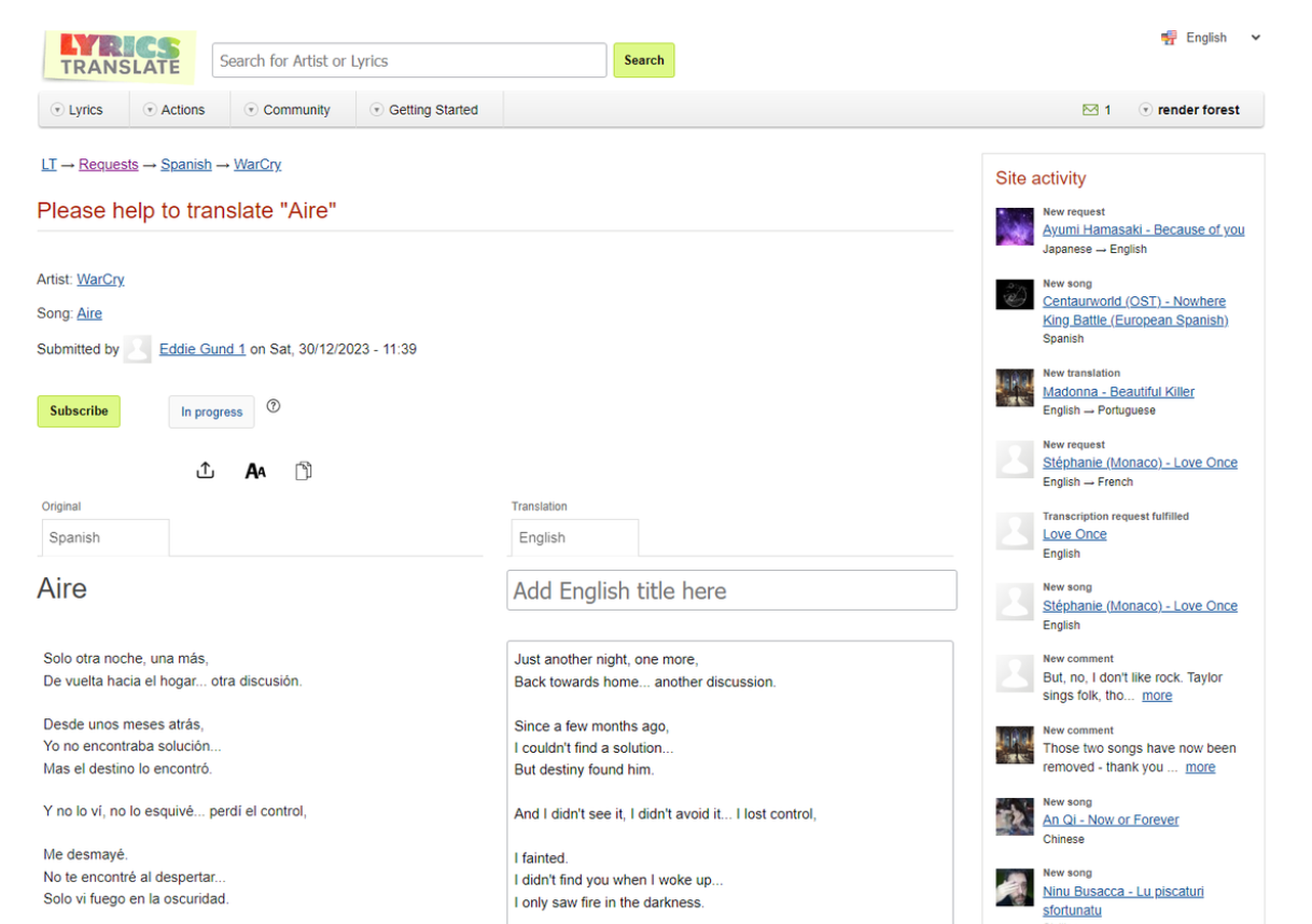 Lyrics Translate lyrics translation