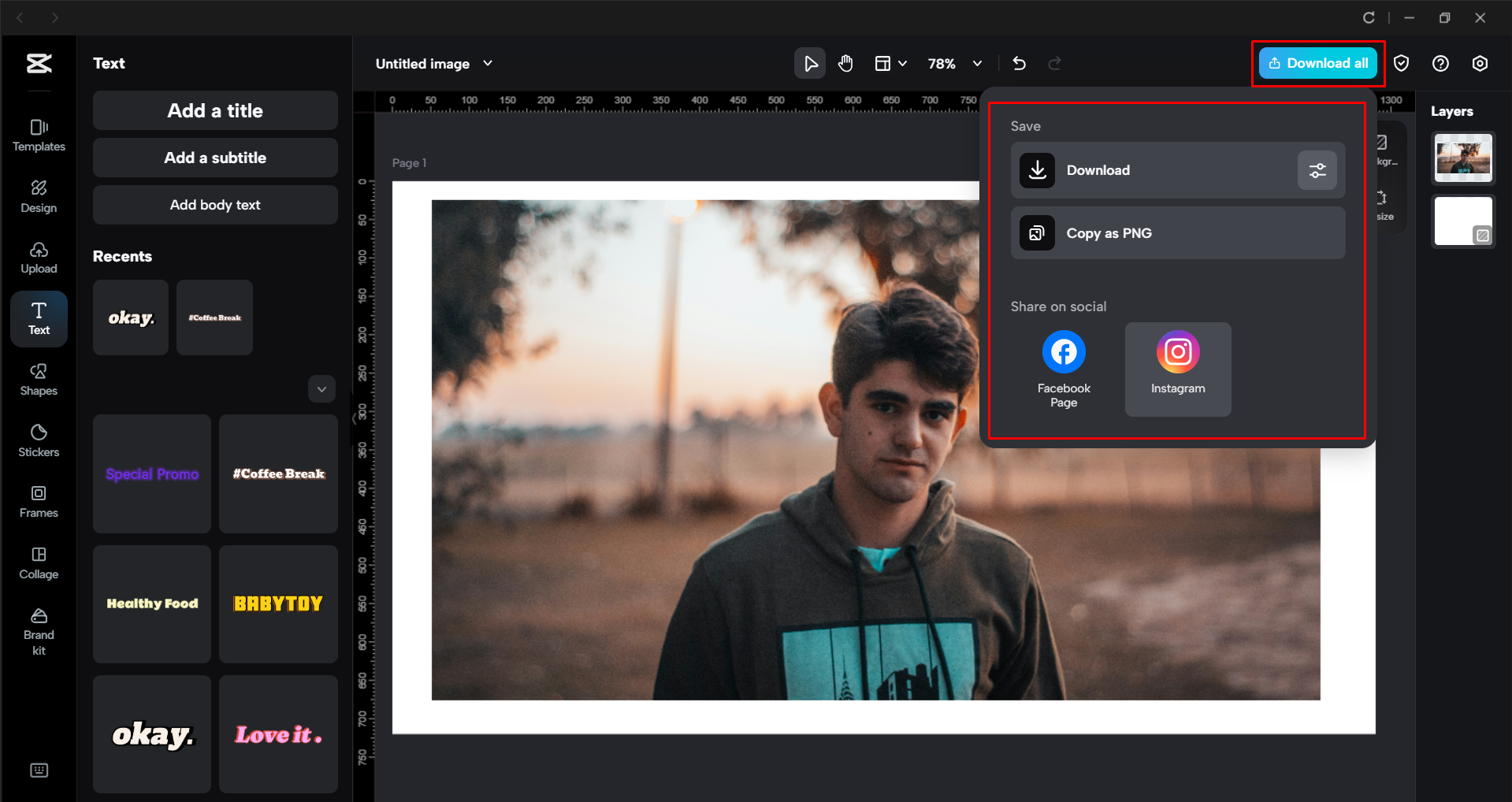 Exportation de l'image depuis l' CapCut éditeur vidéo de bureau