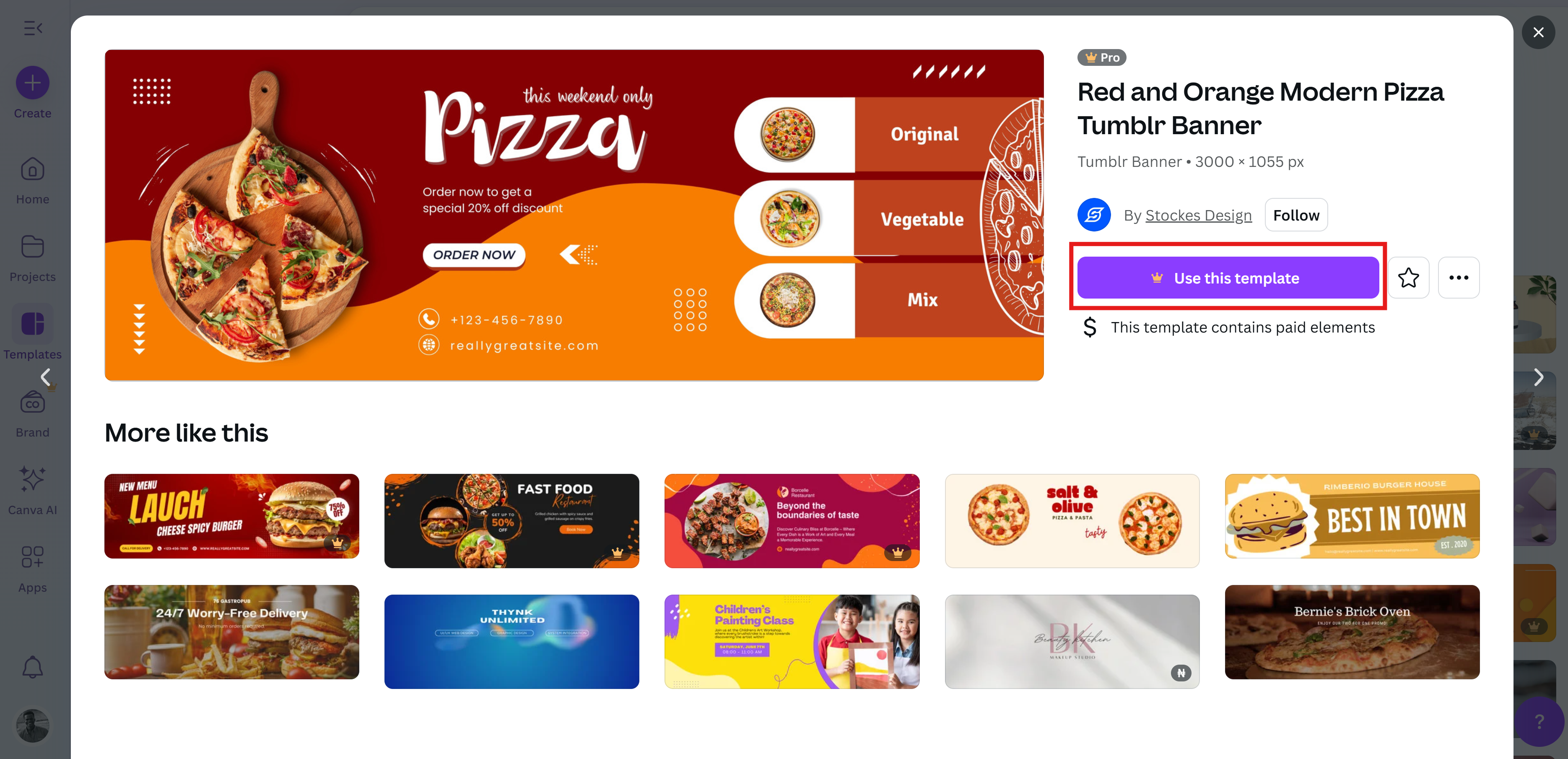 Vorlage mit Canva Tumblr Header Creator auswählen