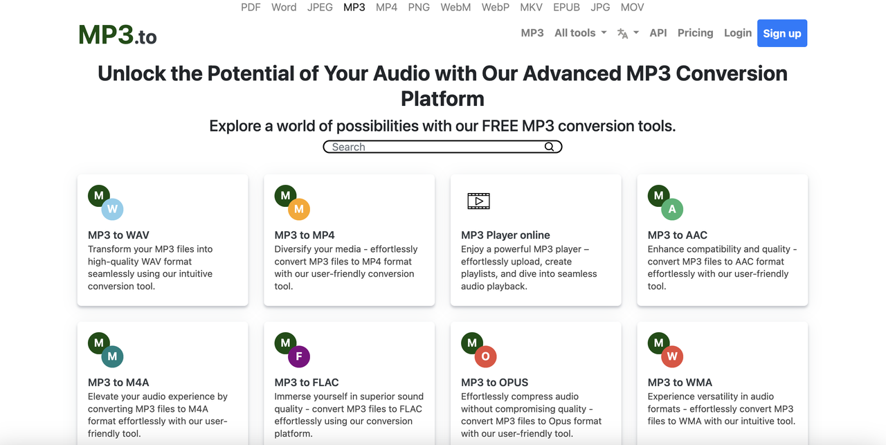 Mp3.to homepage