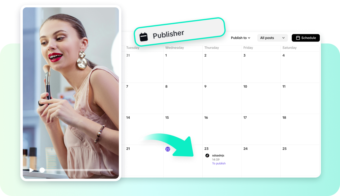 Pippit's social media publishing calendar interface, showing scheduled posts for an event across multiple platforms