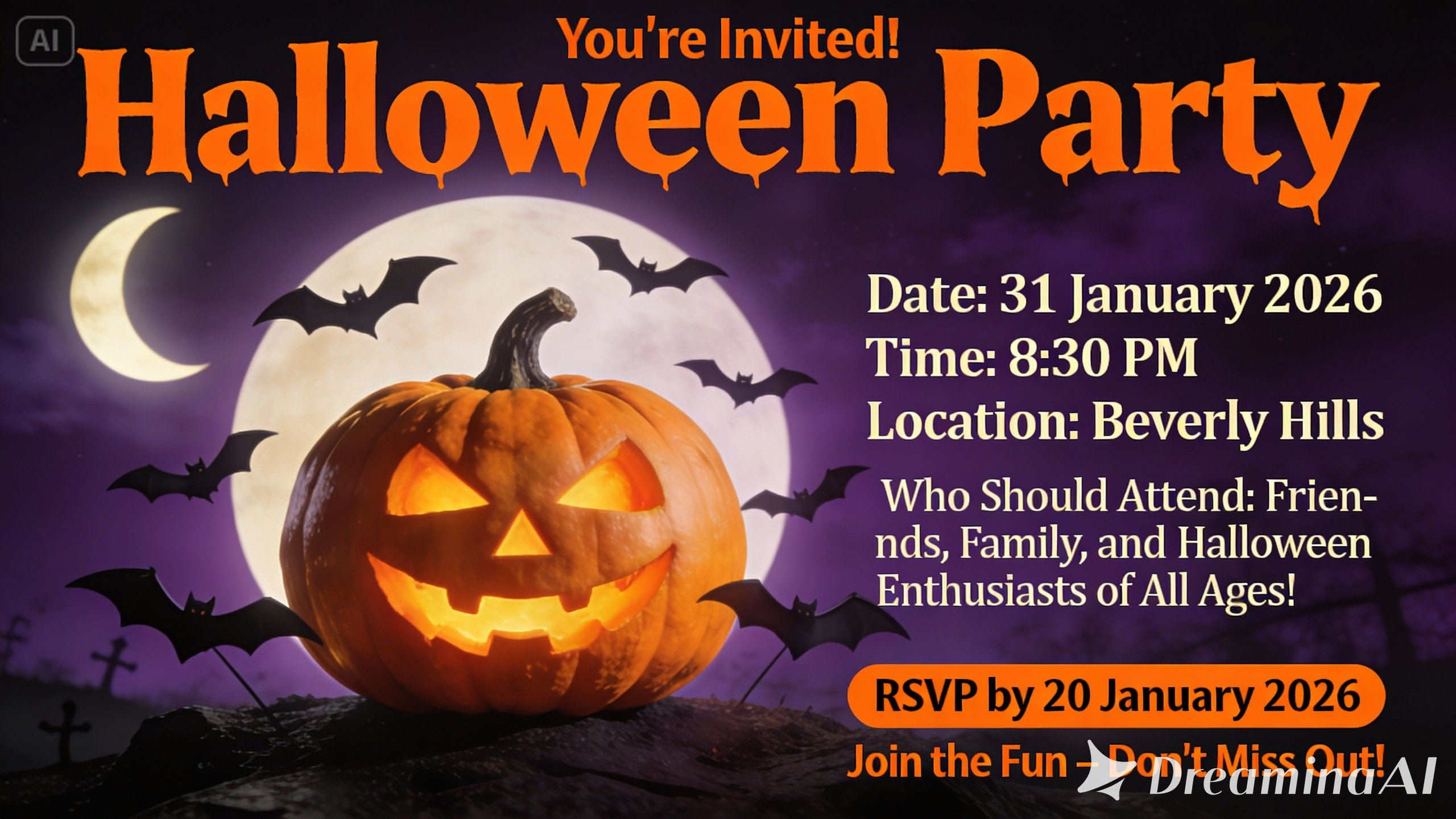 Email invitation for event