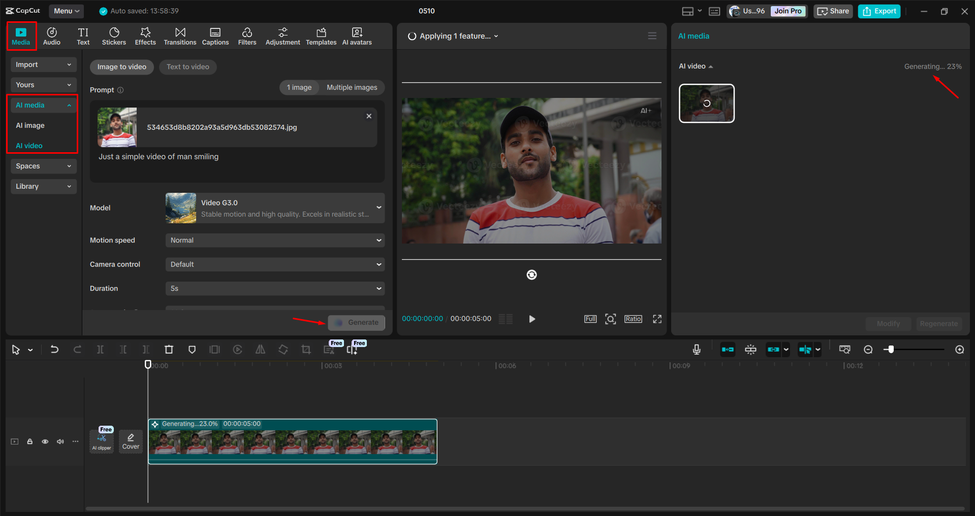 Konvertieren eines Bildes in ein Video im CapCut Desktop-Video-Editor