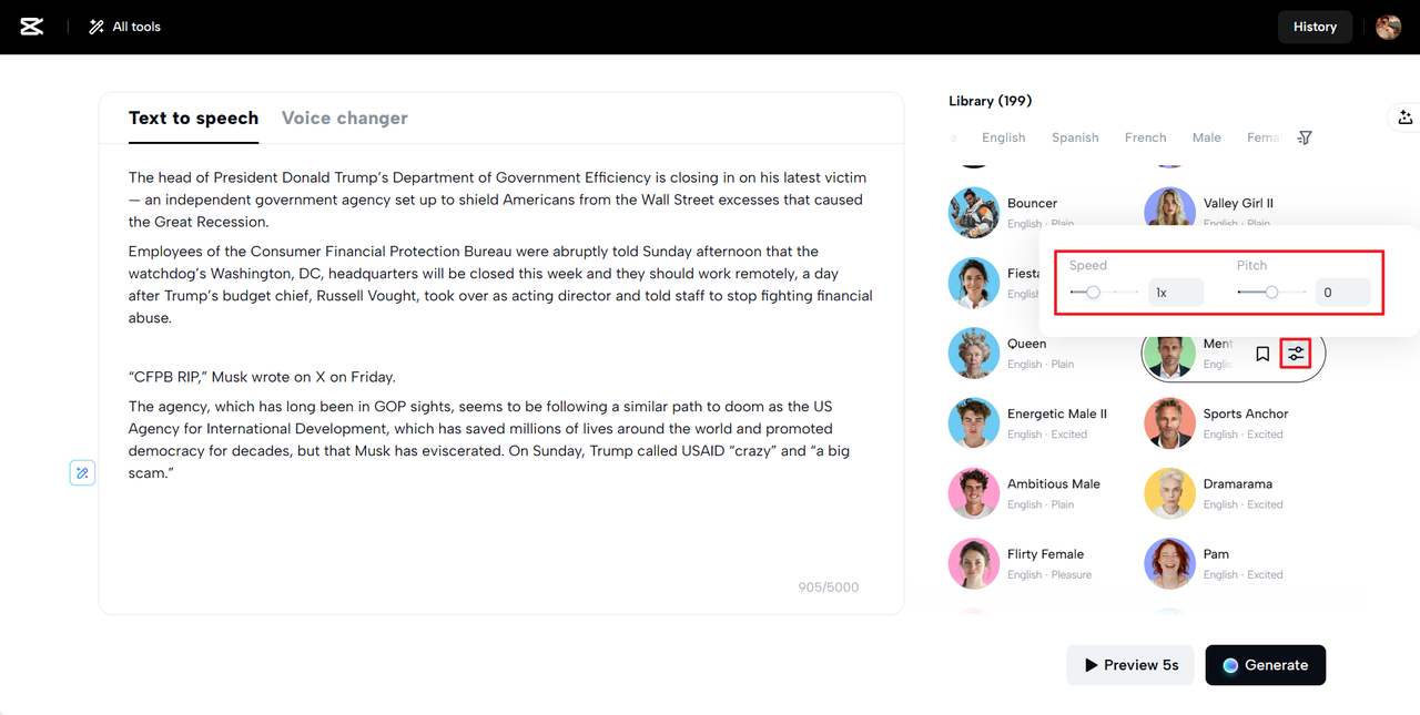 Přizpůsobit nastavení hlasu