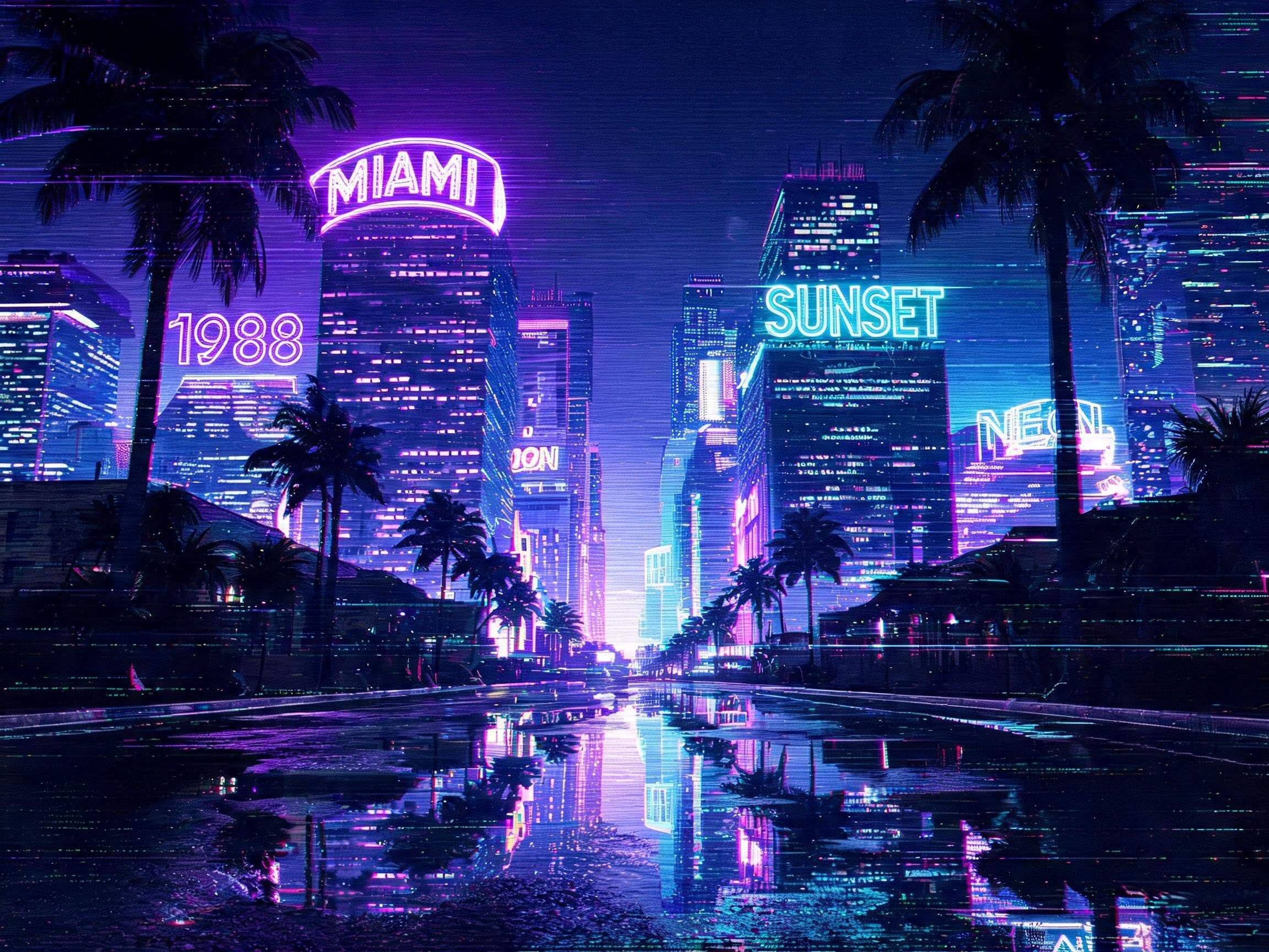 Mag-prompt para sa isang neon cityscape vaporwave edit