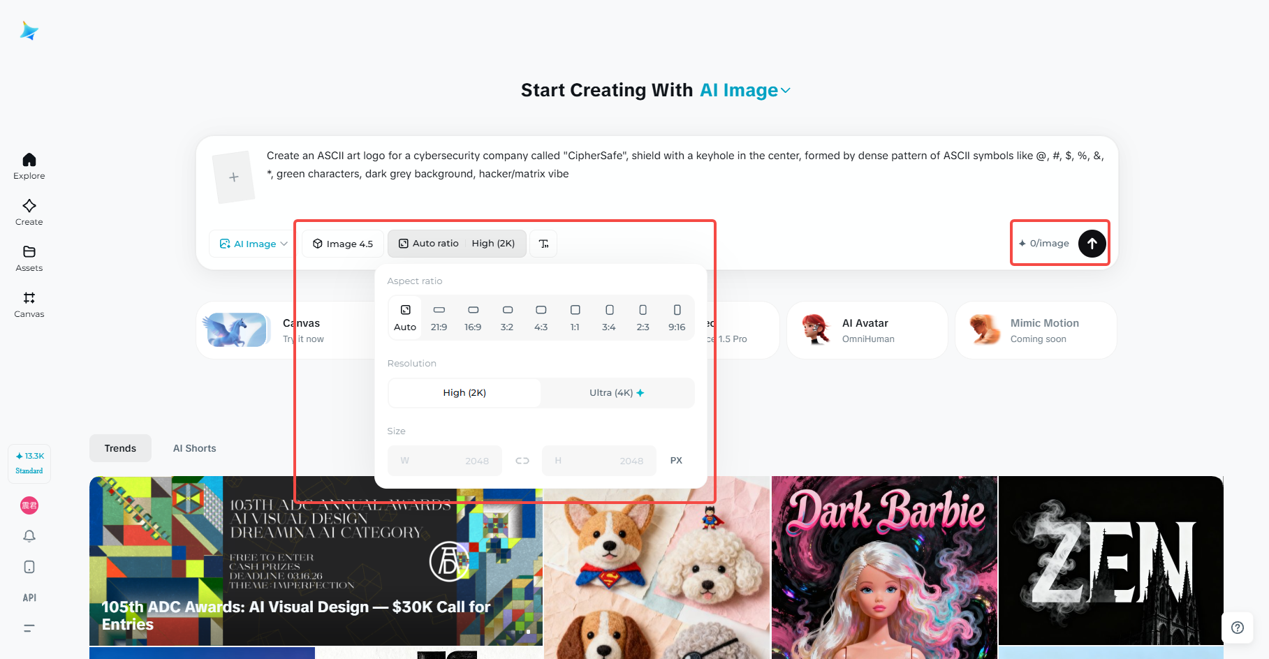 Select the model and fine-tune image settings