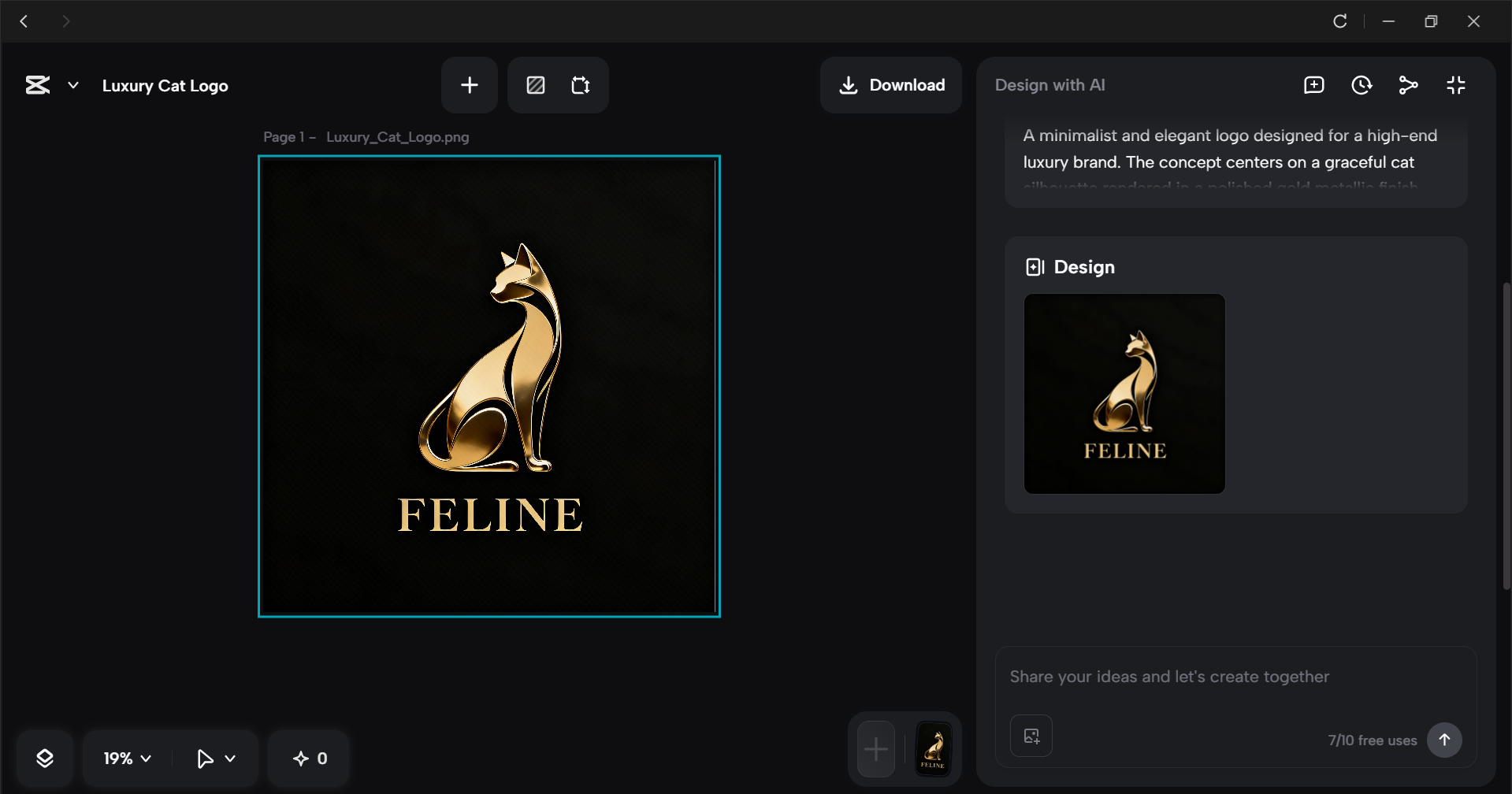 Interface of the CapCut desktop video editor - the best tool to create a cat logo
