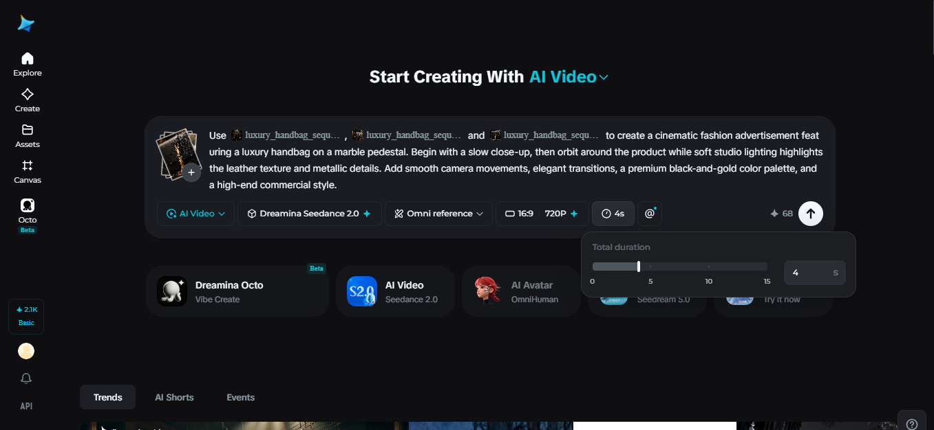 Write a detailed video prompt and adjust settings