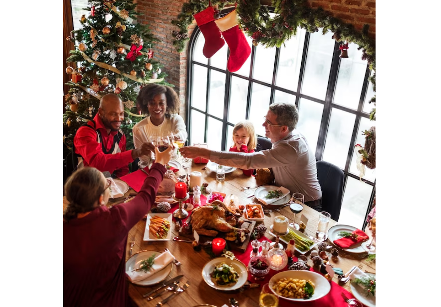 Family celebrating Christmas together