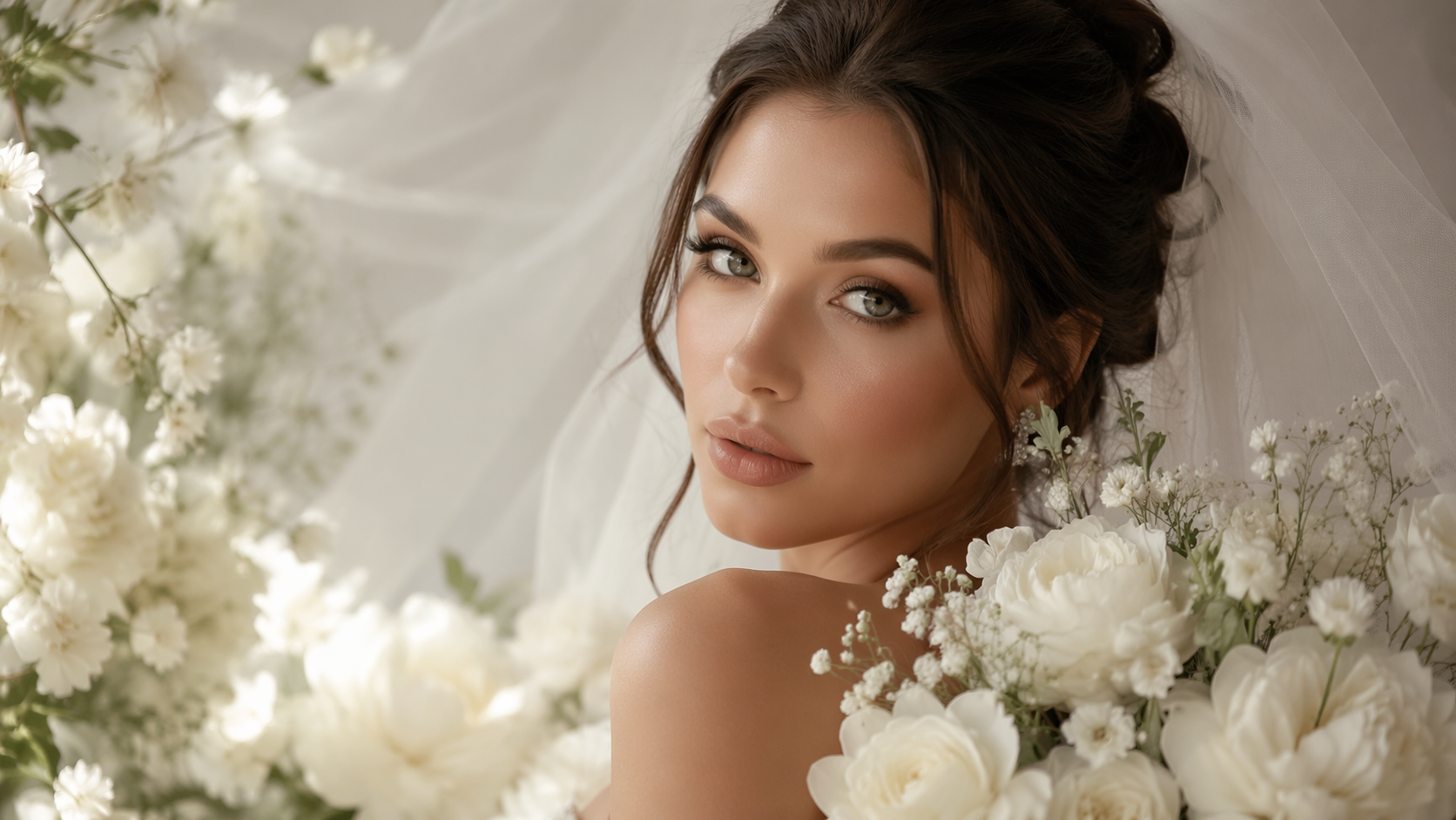 Dreamina fügt Blumen zum Foto hinzu Prompt Beispiel 3: Bridal floral glam
