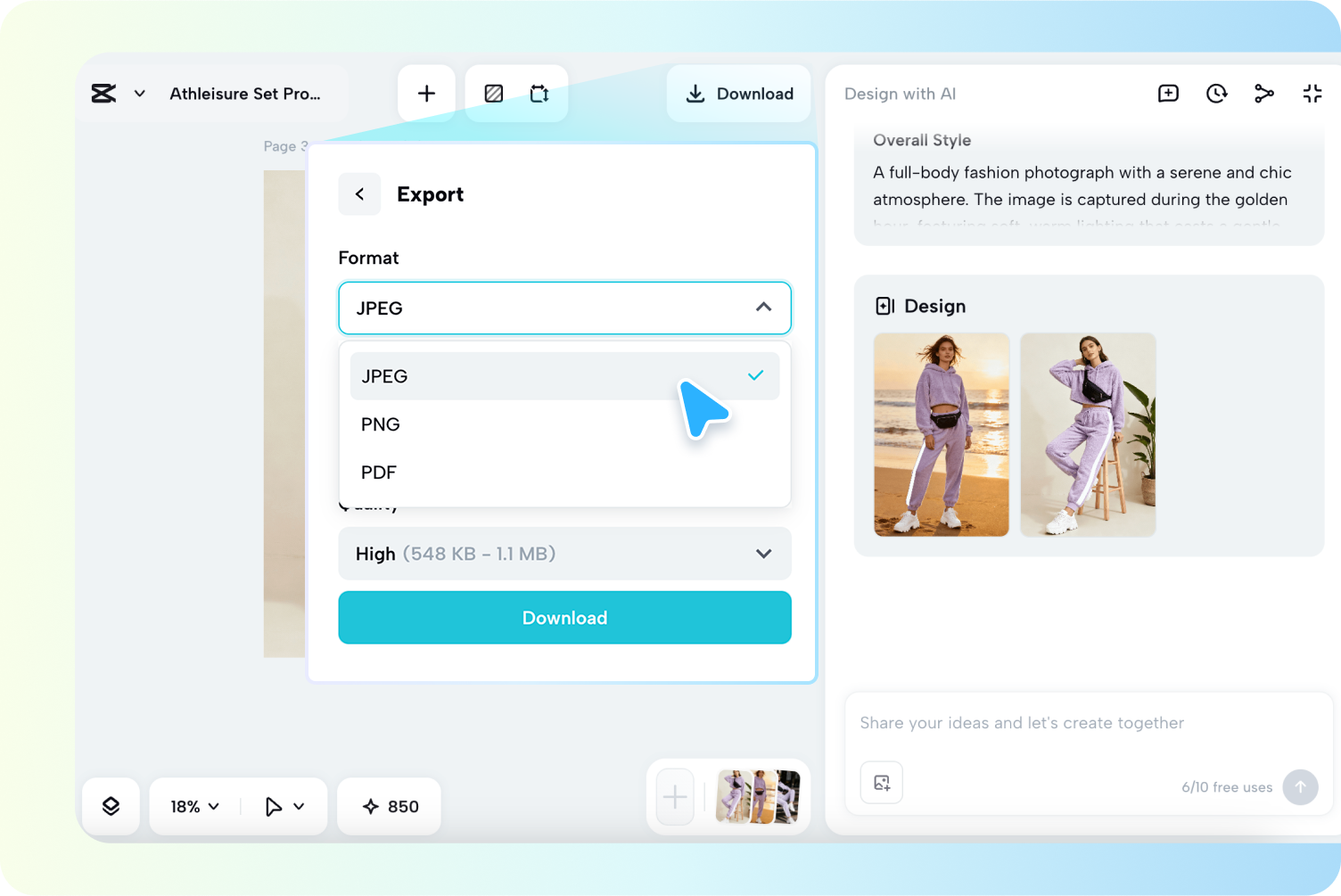 CapCut AI fashion outfit generator is free for sharing AI fashion visuals