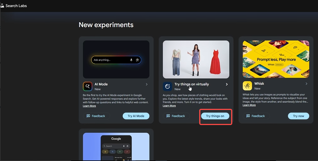 Toggle the "Try It On" tool