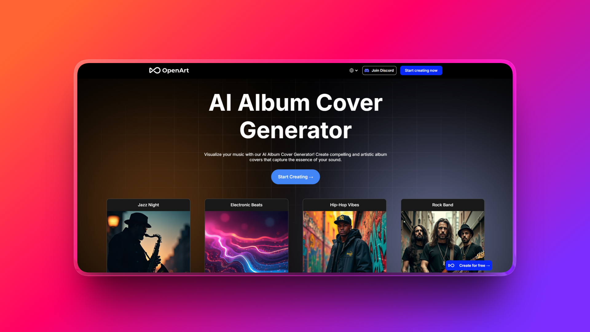 AI album cover generator by OpenArt