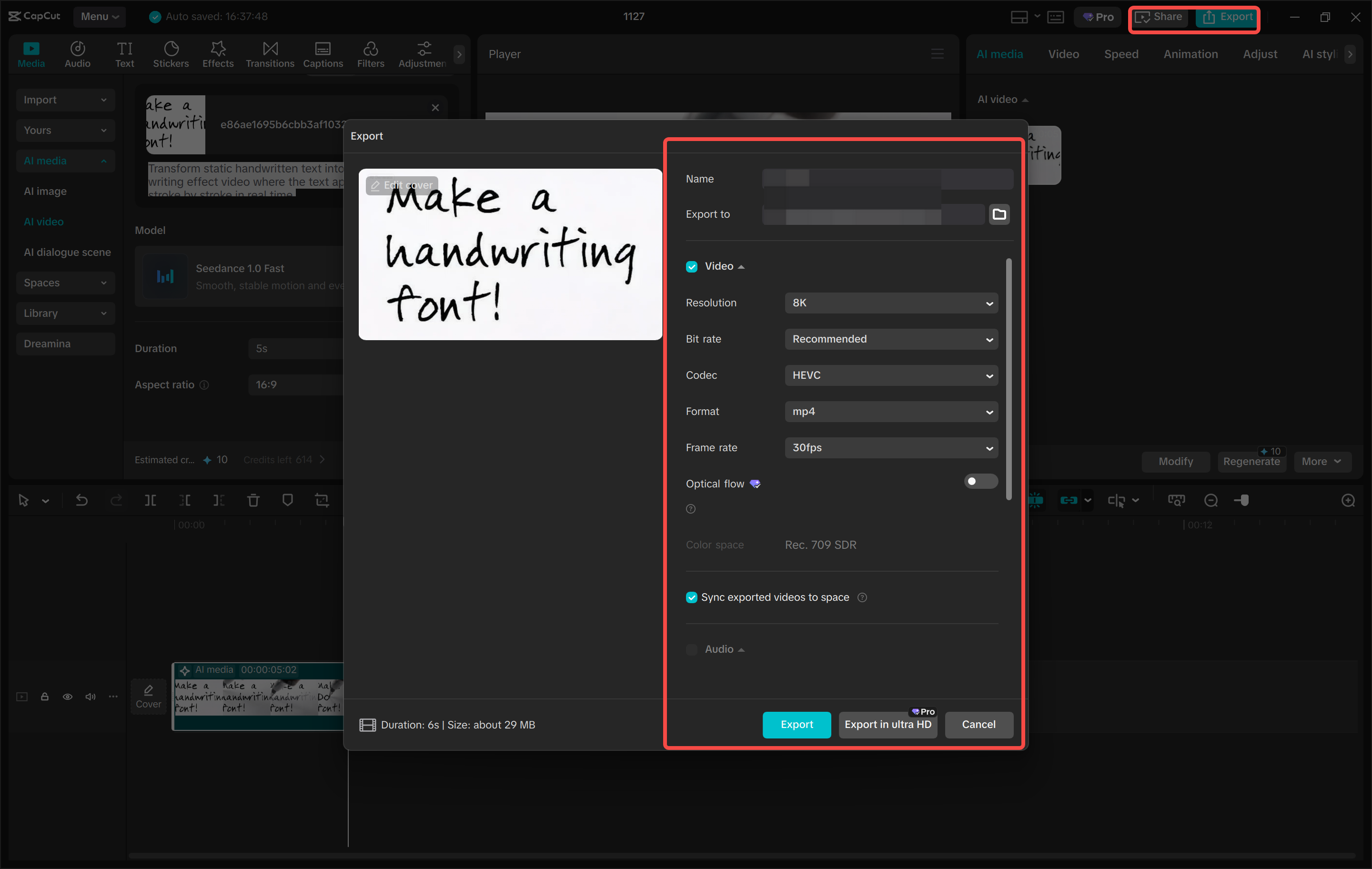 Exporting a video from the CapCut desktop video editor