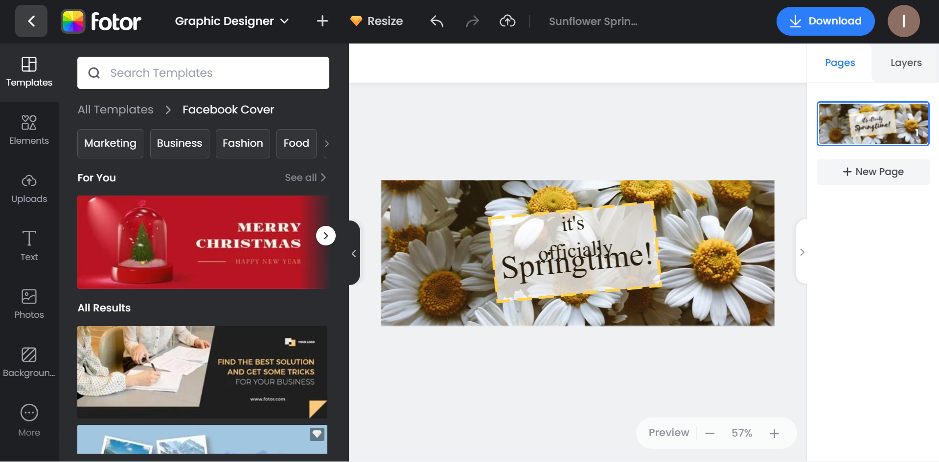 Fotor - another best tool to edit free spring cover photos for Facebook