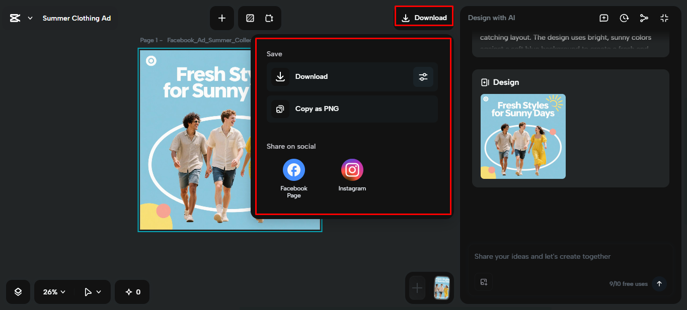 Exporting the media from the CapCut desktop video editor