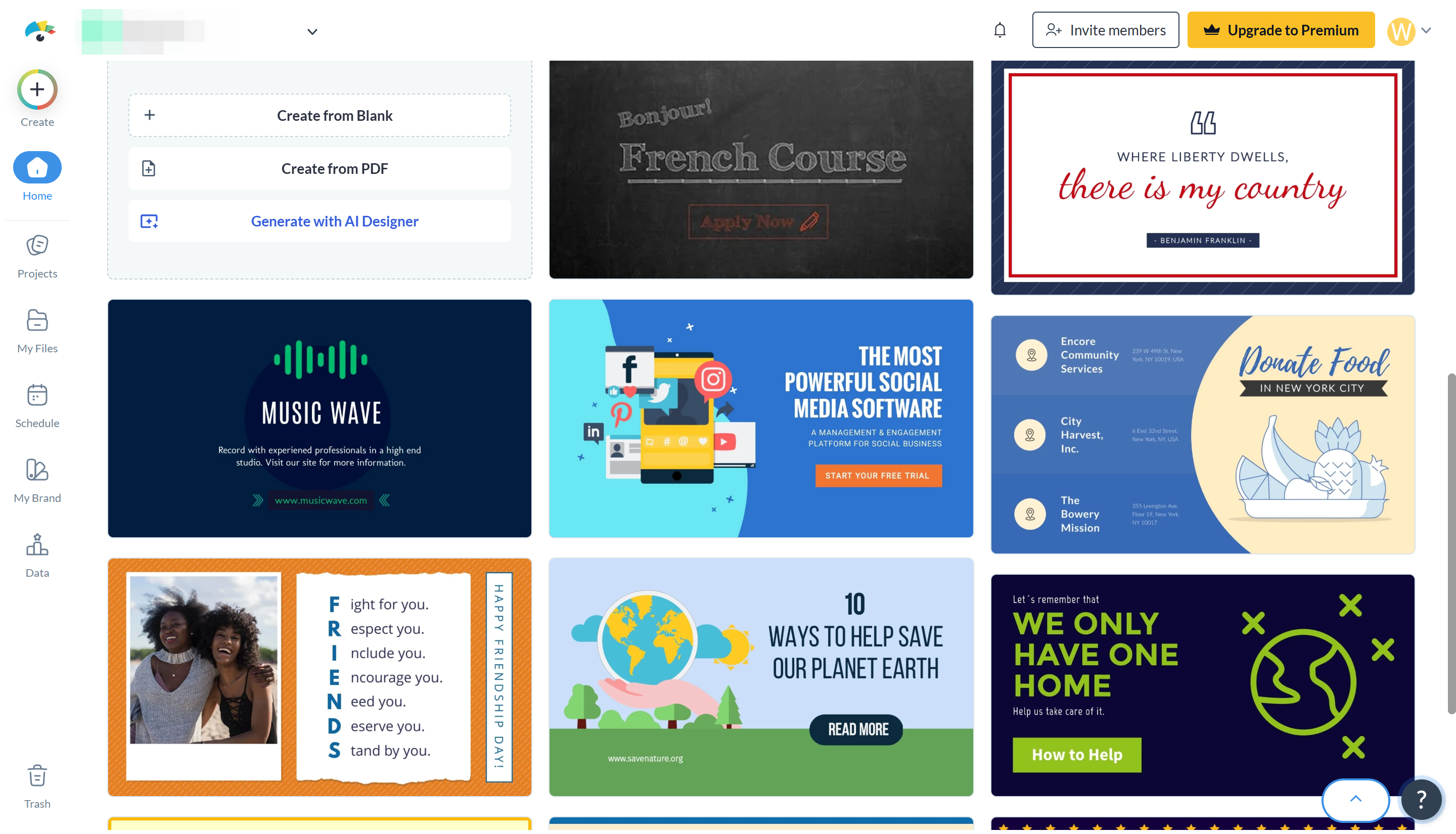 Interface of Visme - an advanced online ad creator