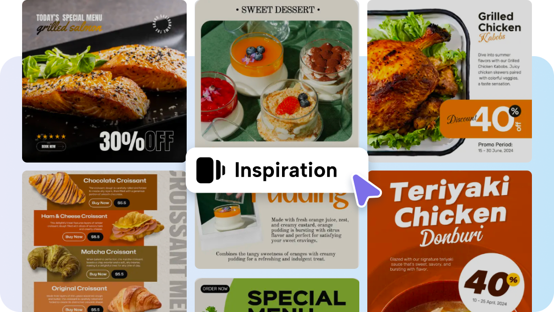 Customizable food poster templates ready for use