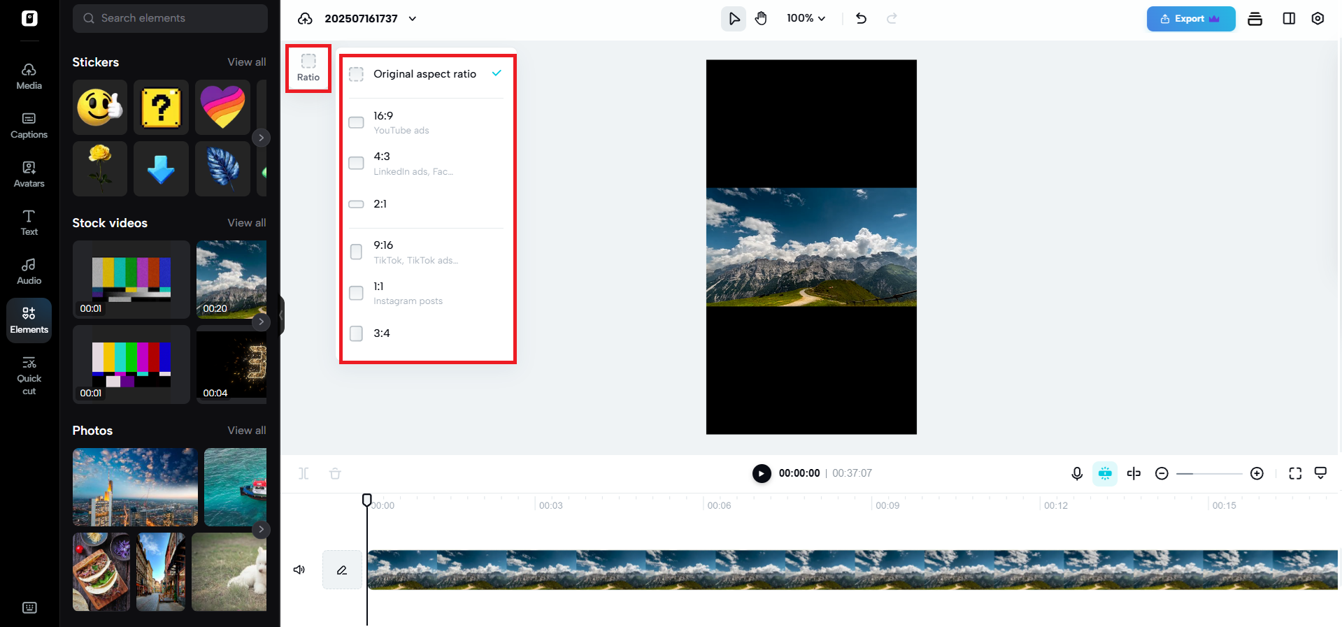 Aspect ratios for different platforms