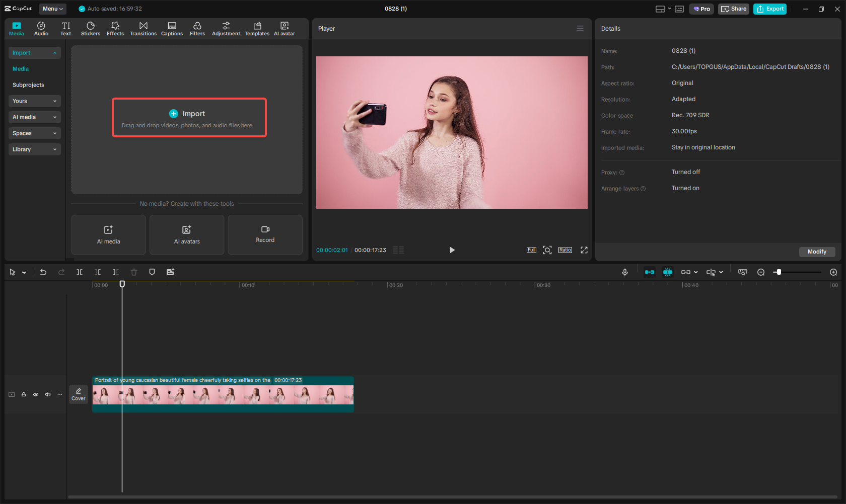 Import your video to CapCut