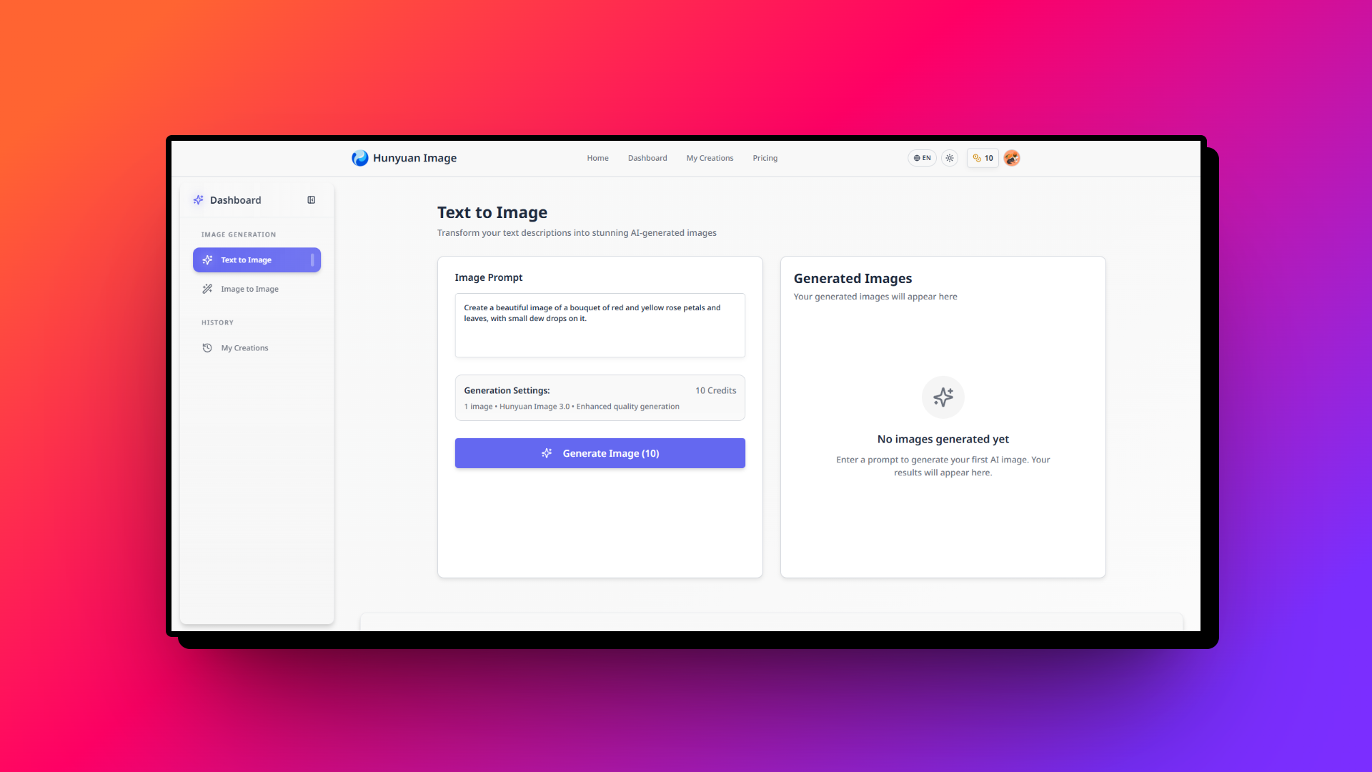 Enter prompt for your image creation