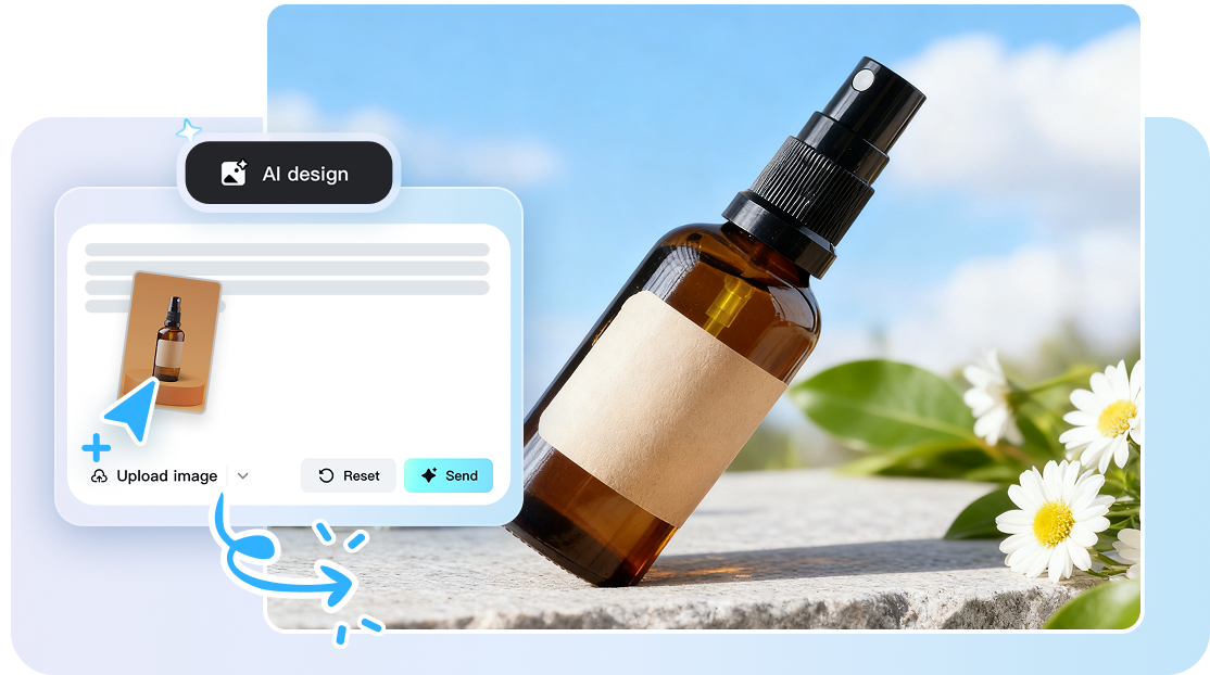 O design do CapCut IA para geração de cena de produto e substituição de lote