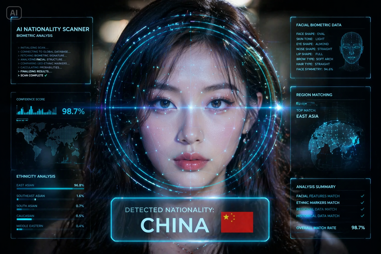 AI Face Country Filter features