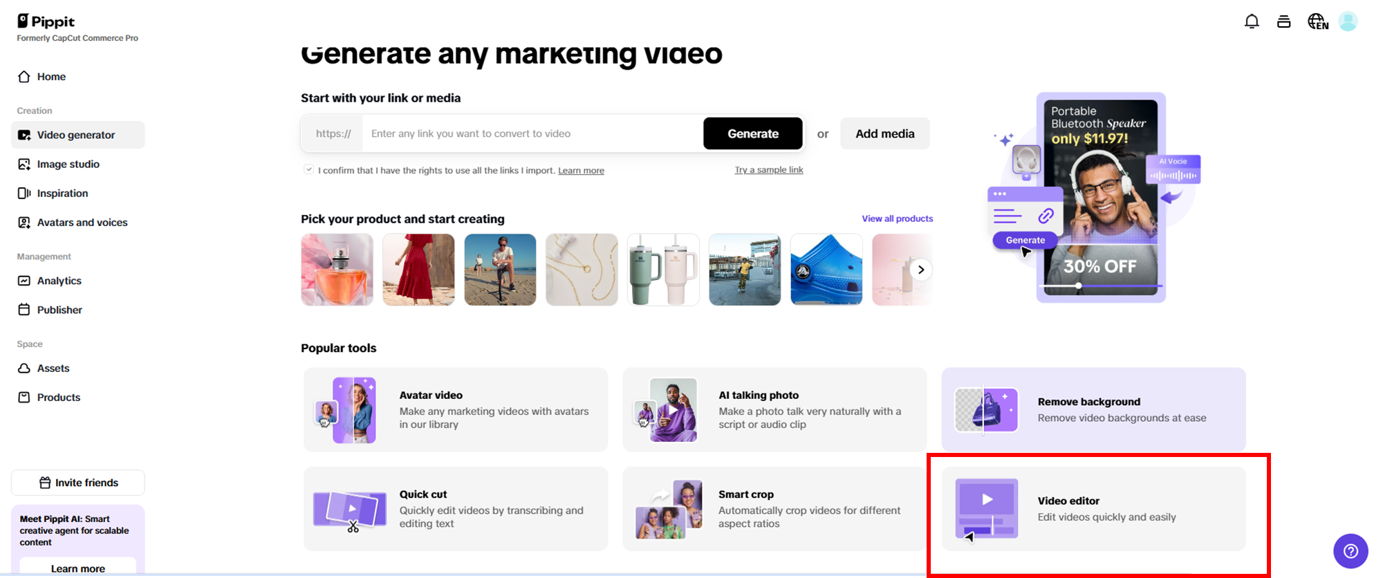 Buksan ang video editor at i-upload ang iyong video