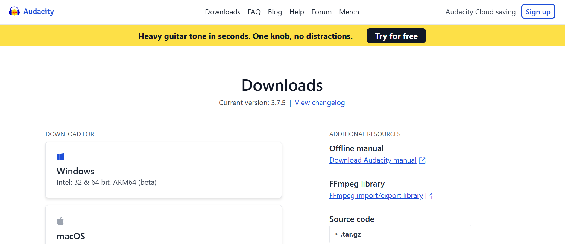 Try audacity for free