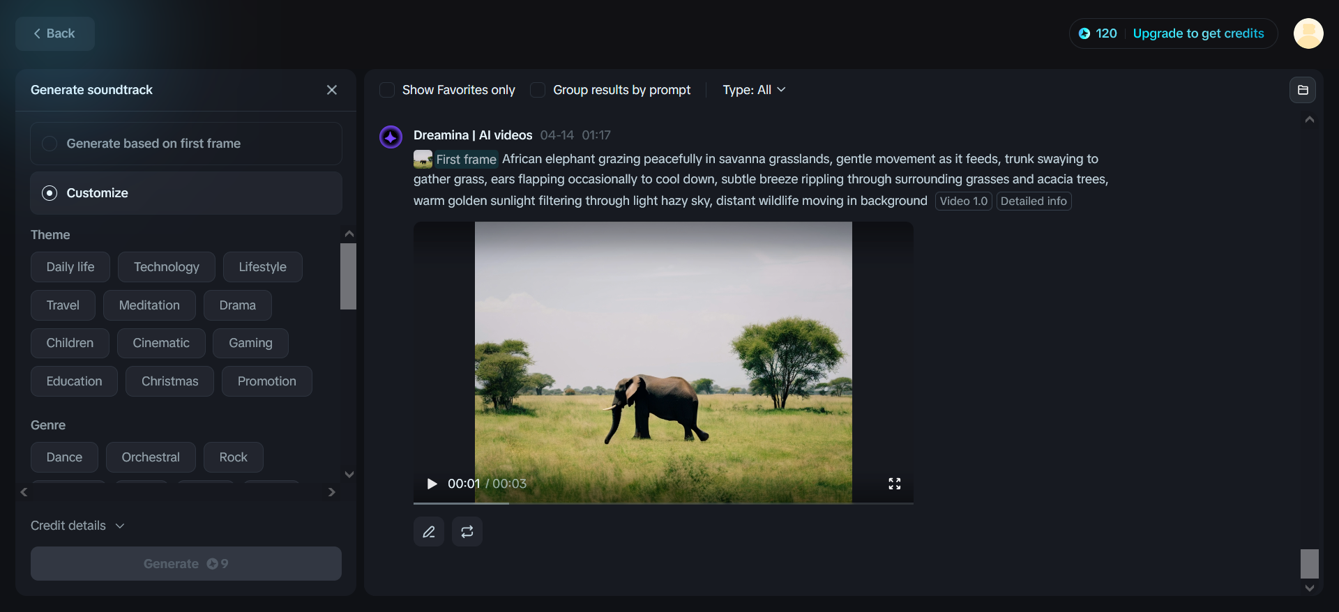 Generați coloană sonoră